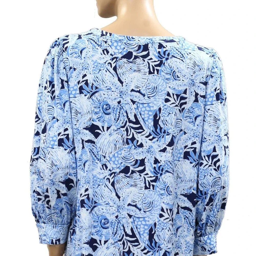 Lilly Pulitzer Cass Mini Dress Floral Printed Cotton Beach Blue Resort S 288164